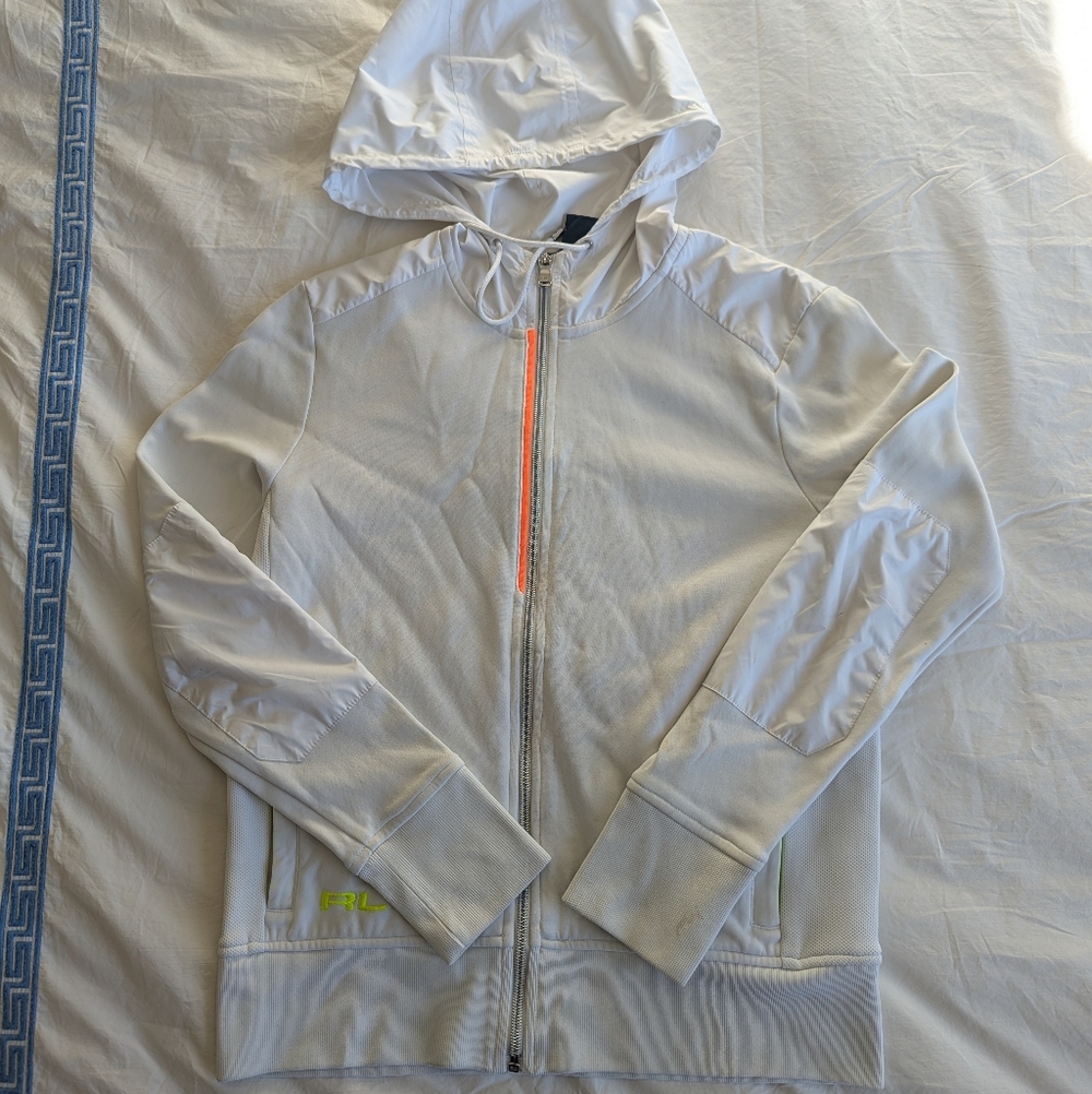 Ralph Lauren White Hoodie with Orange and Green Accents